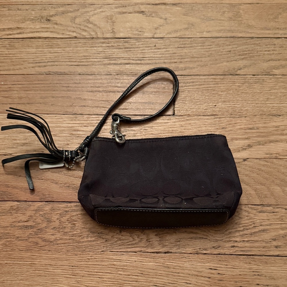 Coach Black Wristlet with Tassel Accent